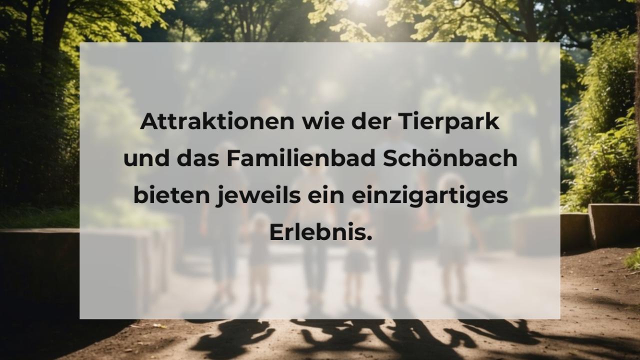 Attraktionen wie der Tierpark und das Familienbad Schönbach bieten jeweils ein einzigartiges Erlebnis.
