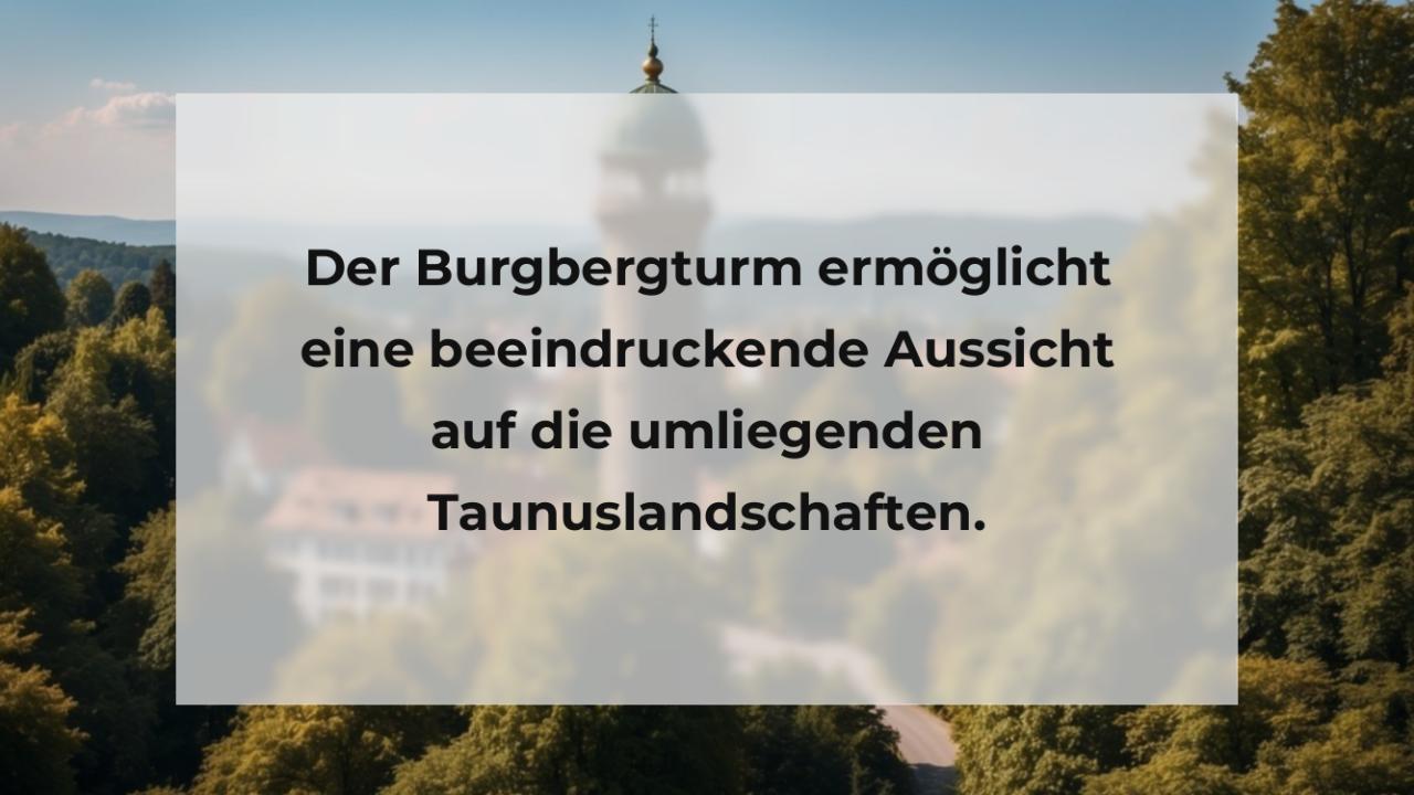 Der Burgbergturm ermöglicht eine beeindruckende Aussicht auf die umliegenden Taunuslandschaften.