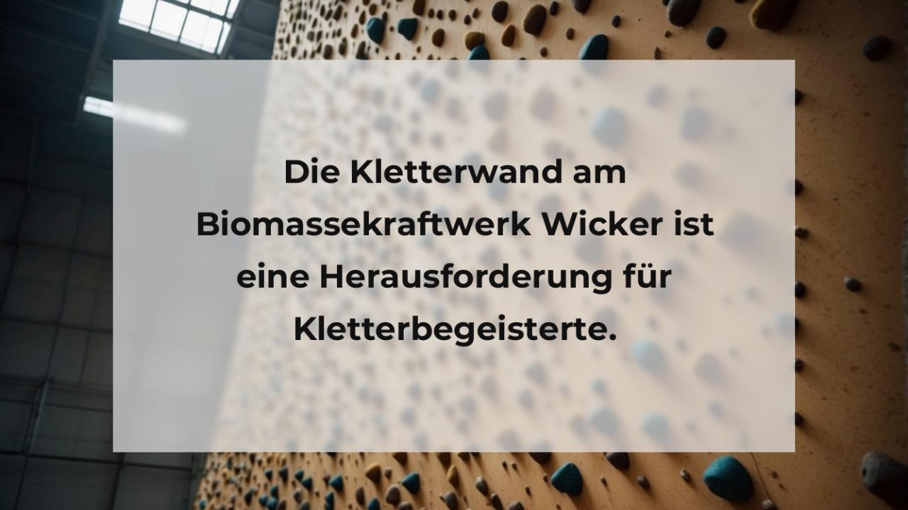 Die Kletterwand am Biomassekraftwerk Wicker ist eine Herausforderung für Kletterbegeisterte.