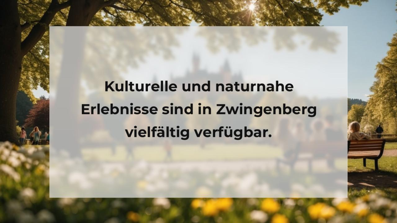 Kulturelle und naturnahe Erlebnisse sind in Zwingenberg vielfältig verfügbar.