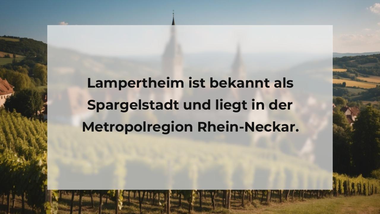 Lampertheim ist bekannt als Spargelstadt und liegt in der Metropolregion Rhein-Neckar.