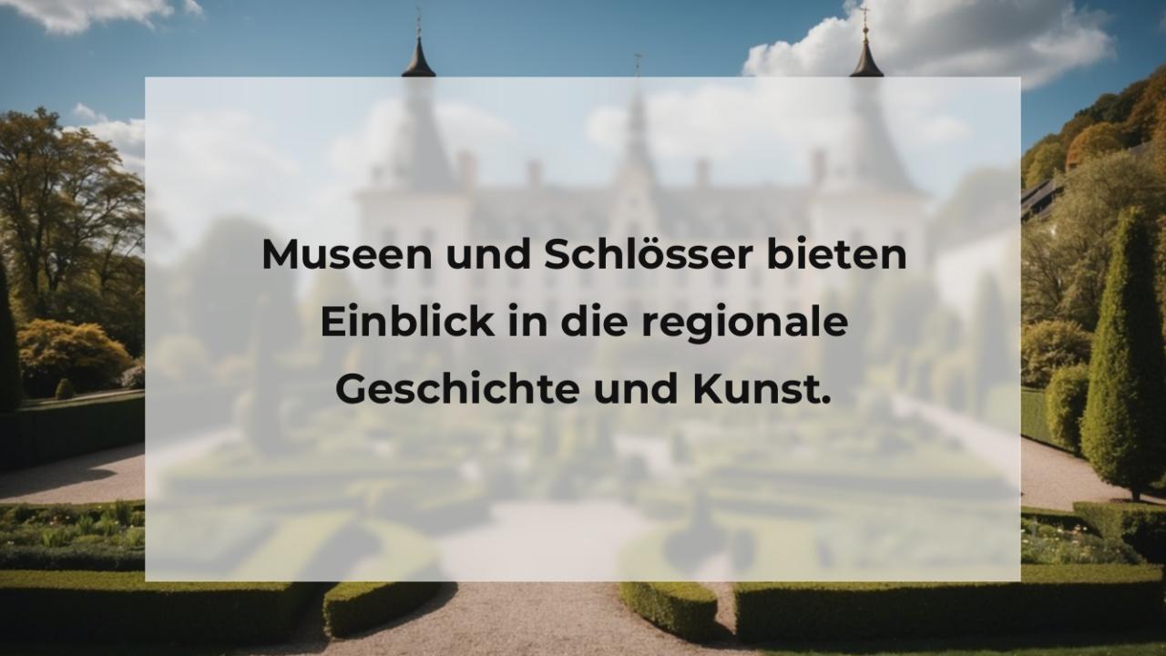 Museen und Schlösser bieten Einblick in die regionale Geschichte und Kunst.